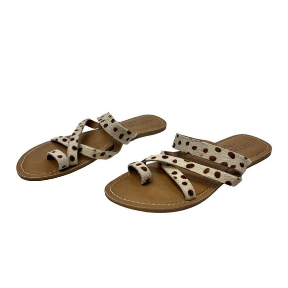 Coconuts by Matisse Womens Slip On Dotted Sandals Cream/Brown Size 7M - Picture 1 of 9